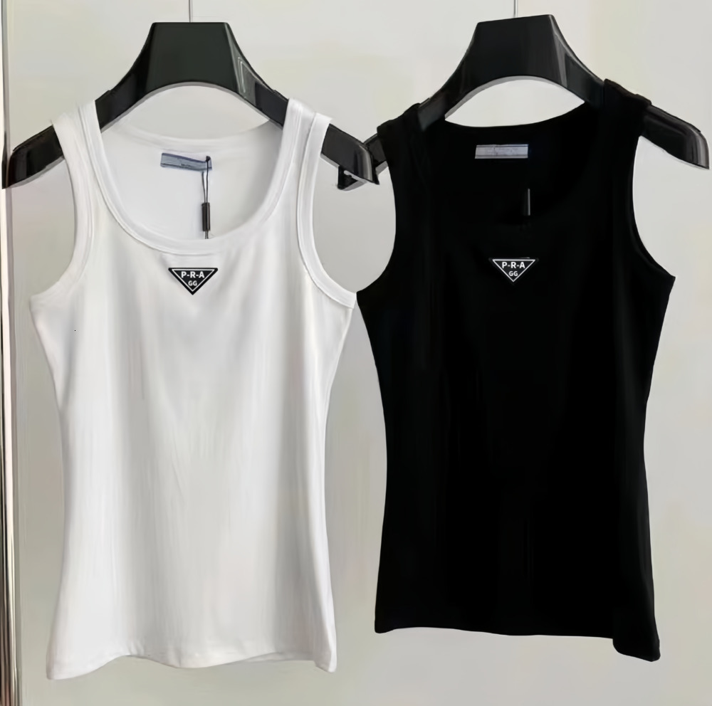 Designer Brands Summer Knitted Womens T-Shirt Tops High Elasticity Slim Fit pradashirt pradaly Camis Sexy Sleeveless Vest Braces Camisole Tank Soft Top For Women c