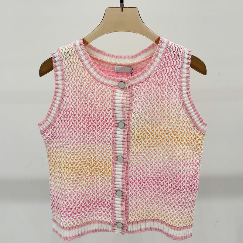 Luxury Women Rainbow Knits Letters Charm Knitted t Shirt Vest Dress Designer Striped Short Sleeve Tees Summer Slim Fit Sports Tennis Tanks Tops Dress