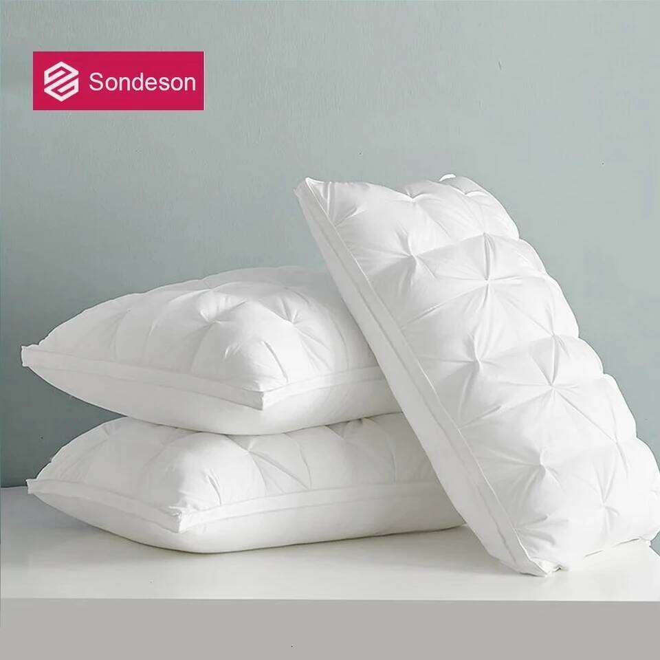 Sondeson Luxury White Goose Down Pillow Down-proof Queen King Cotton 3D Style Rectangle Winter Bedding Pillows 26W0203