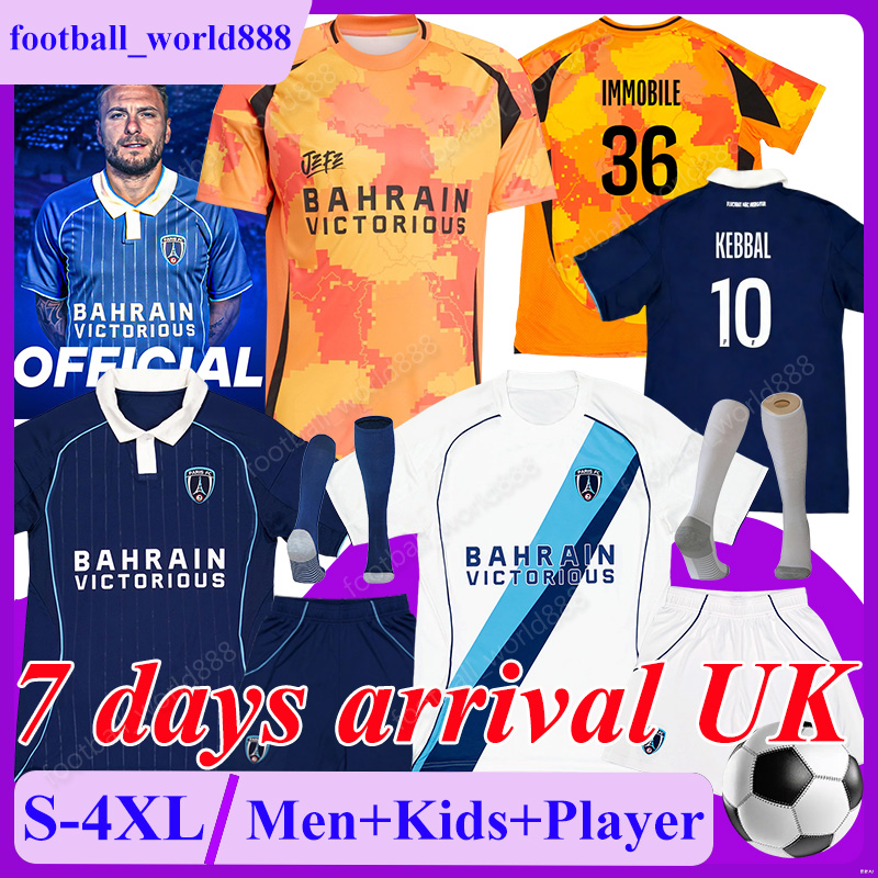 4XL maillot paris FC 25 26 Soccer Jerseys IMMOBILE KEBBAL MATONDO 2025 2026 Football Shirts J.IKONE SIMON GEUBBELS football kits KRASSO GORY Men Kids full Kit Socks Set