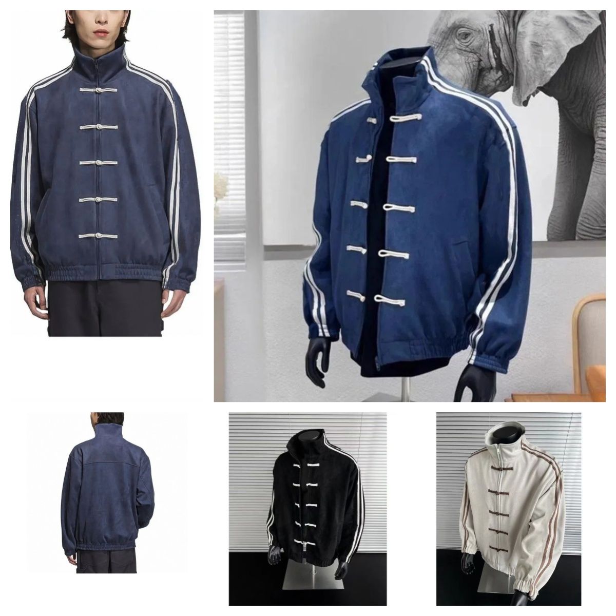 designer jacket individual Jacket Chinese New Year Jacket campus Jacket Spliced Stand Collar Spring Buttoned Fashion Retro Tang Single Breasted Men coats 2026