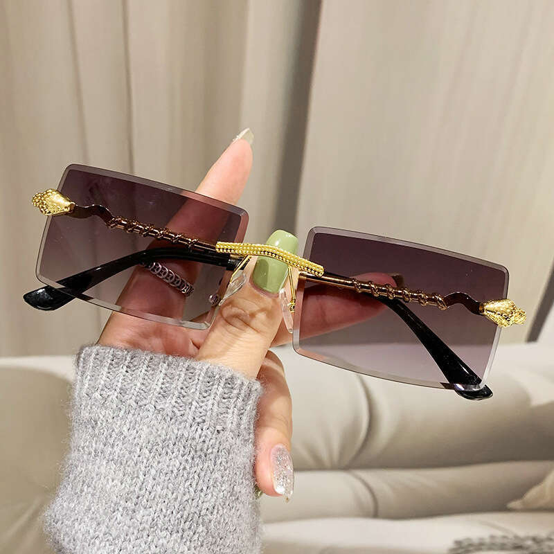 Snake Sunglasses Shaped Rimless Metal Frame with 1 UV Protection for Outdoor Driving and Street Style Gift High Quality Texture