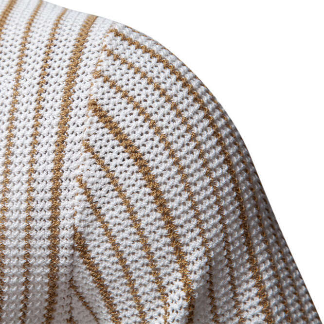 2026 Summer New European and American Men's Short Sleeve Knitted Striped Fashion Business Polo Shirt for Men