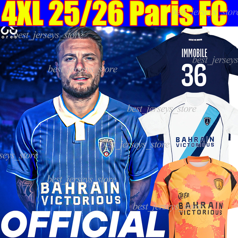 4XL 25/26 Paris FC IMMOBILE Soccer Jerseys KEBBAL J.IKONE SIMON GEUBBELS KRASSO DICKO GORY KOLEOSHO MATONDO MARCHETTI LEES-MELOU CAMARA men kids kit set football shirt