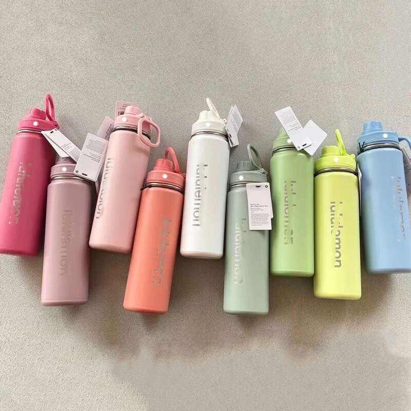 Bottles Yoga luluity lemonal Sports Water 304 Bottles Simple Pure Color Insulated Tumbler Mug Cups with Lid Thermal Insulation Gift luluity lemonal Cup men zs