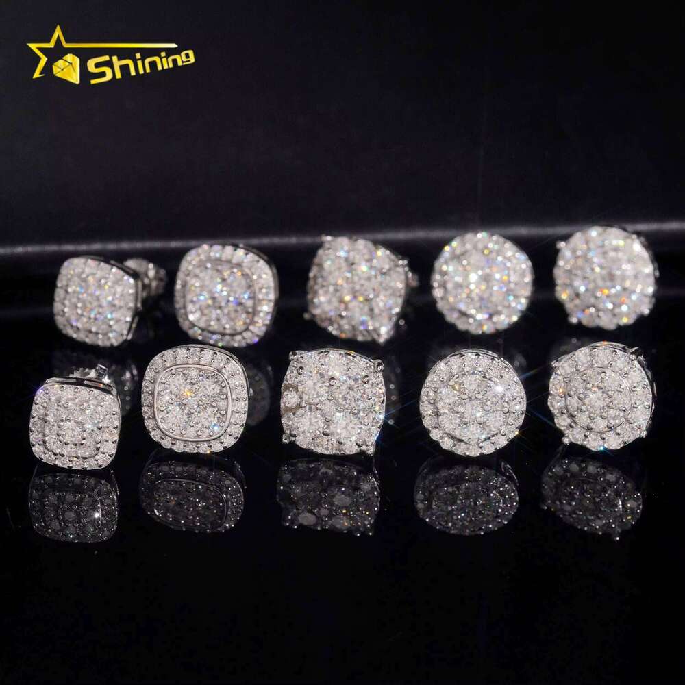 Fast Shipping Local Stock 925 Silver Iced Out Hip Hop Screw Back GRA Certified VVS Moissanite Earrings