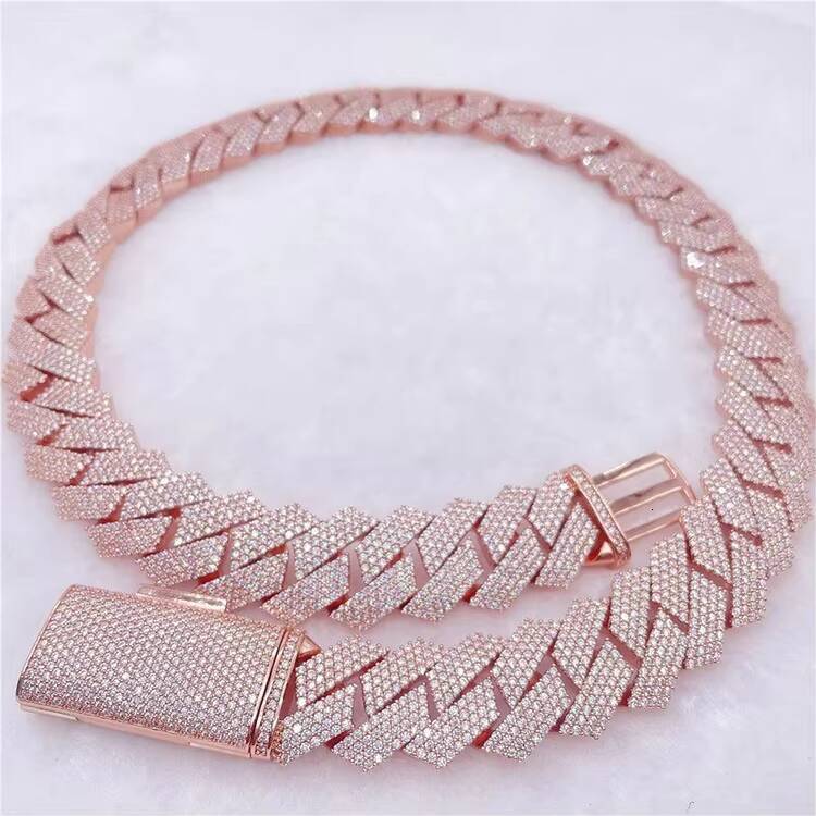 Custom VVS Moissanite Big Hip Hop Mens Rapper Diamond Chain Pendant Necklace Prong Choker Cuban Link Chain 20MM