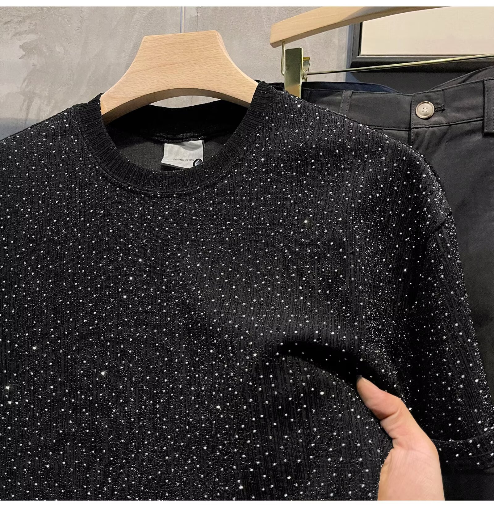 Men's Tees Polos Trendy Summer Loose Five-Point Sleeve New Style Fashion Simple Printed Top Unisex Home Casual Men's Clothing Free Shipping