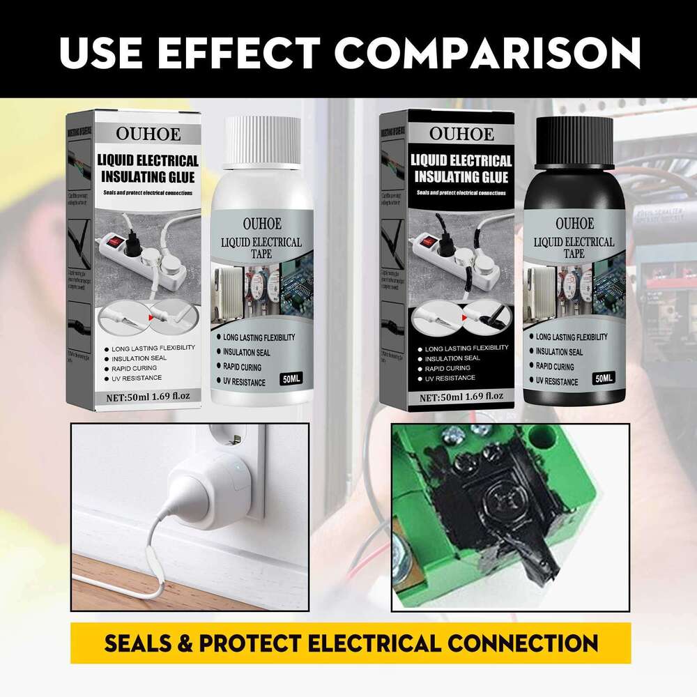 OUHOE Liquid Electrical Glue Black 30ml High Temperature Resistant Organic Insulation Good Weather Resistance Waterproof Repair Sealant S260202