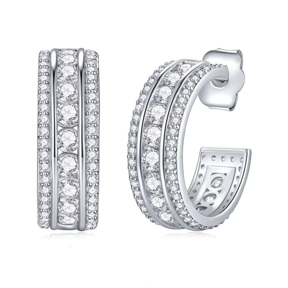 Wholesale Rapper 925 Sterling Silver Moissanite Square Shaped Stud Earring Party Jewelry E240113705