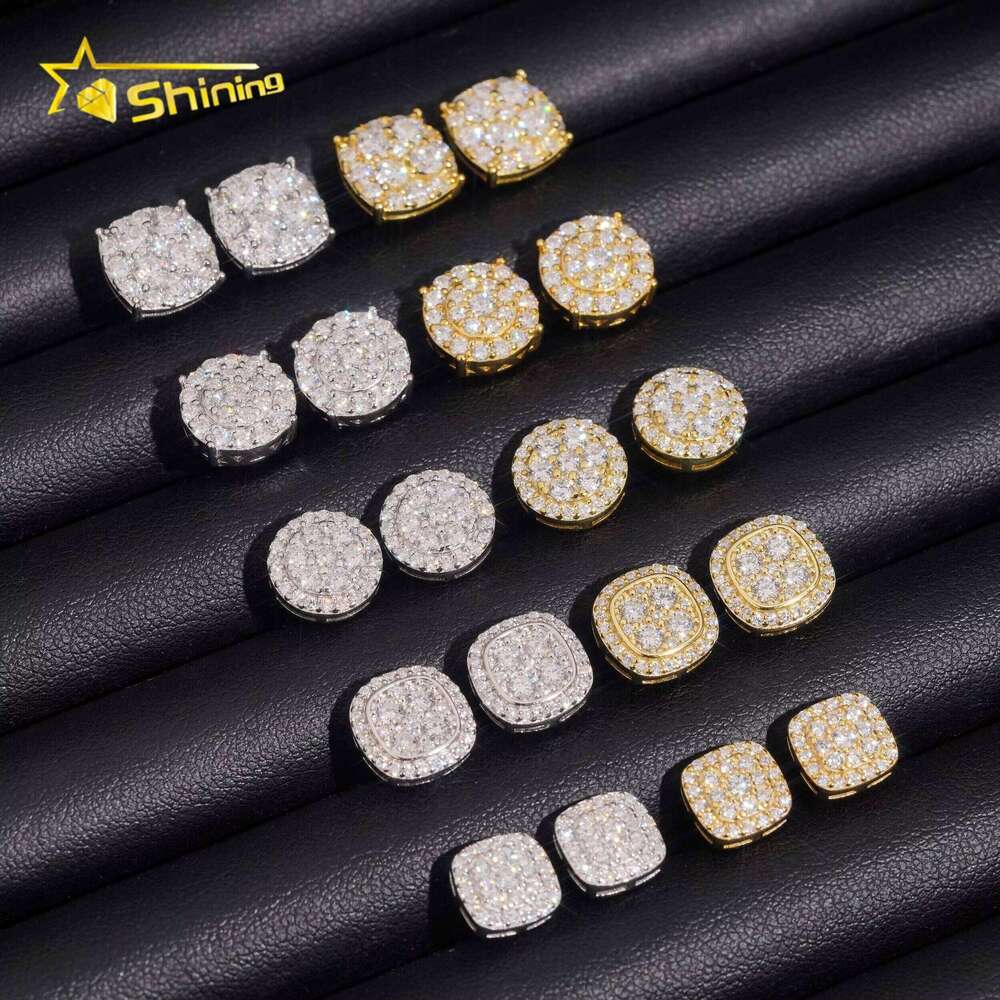 Fast Shipping Local Stock 925 Silver Iced Out Hip Hop Screw Back GRA Certified VVS Moissanite Earrings