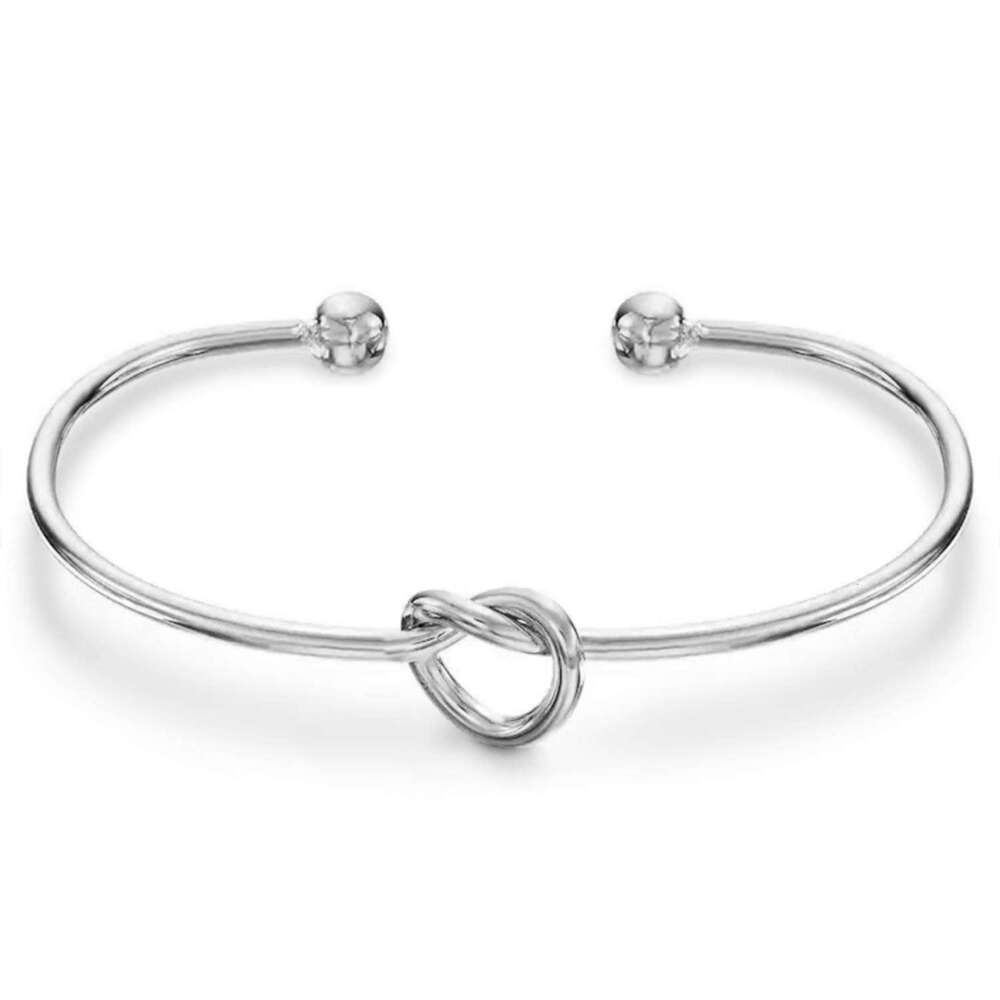 Knot Heart-Shaped C-Link Stainless Steel Bracelet Open-Style Non-Fading Titanium Steel Jewelry 18K Gold-Plated Women's Style