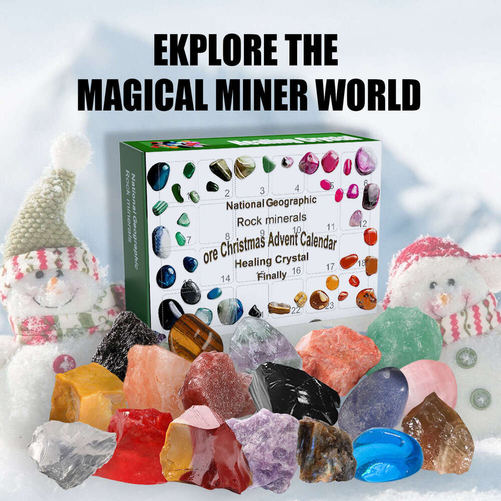 Dowmoo 24-Grid Surprise Blind Guess Toy 24-Day Countdown Treasure Mineral Christmas Gift Box S260202