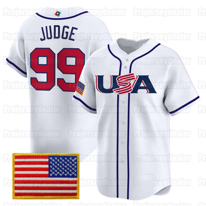 99 Aaron Judge Team USA 2026 World Baseball Classic Jerseys Paul Skenes Pete Crow-Armstrong Tarik Skubal WBC Cal Raleigh Harper United States