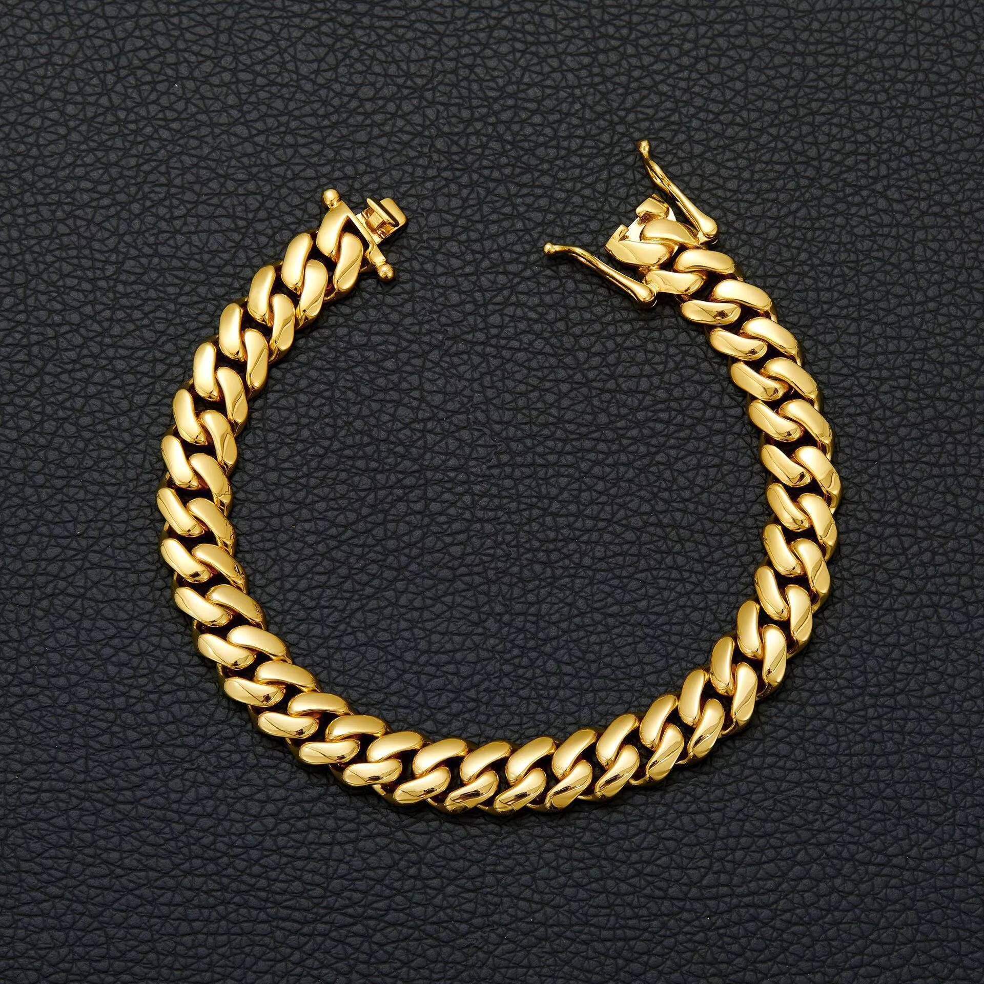 10MM-22MM Wholesale Mens Stainless Steel Miami Cuban Link Necklace Hiphop Chain Gold Plating Non-Tarnish Trendy for Men Women