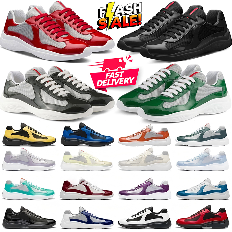 Designer Sneakers Mens womens cup classic casual shoes bright leather nylon outdoor trainers White black green red pink yellow fashion Sports Trainer