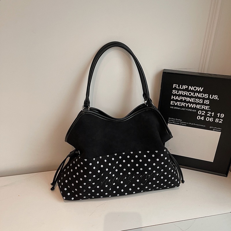 Polka Dot Patchwork Tote Bag Wing-shaped Small Handbag Fashion Womens Cool Underarm Shopping Bag Unique Purse 260104