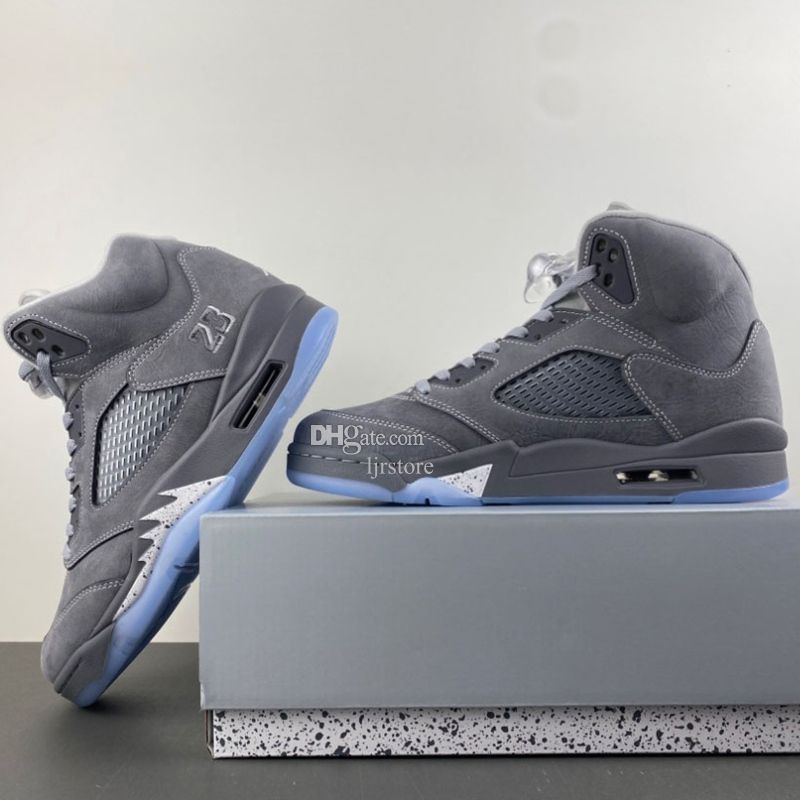 5s Retro LJR HUPU Grade Wolf Grey Basketball Shoes Reverse 2026 Sports Trainers Top Level Wolf Grey Sneakers Available Size Eu 36-48.5