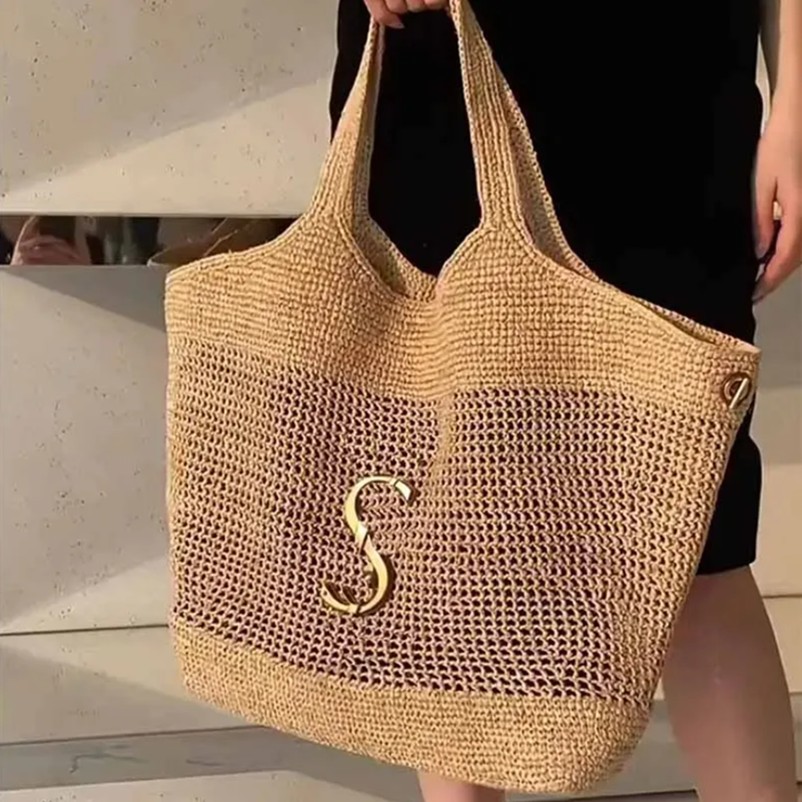 10A Lafite Grass Series Designer luxury Hobo women icare series tote grass woven beach shoulder shopping bag hollowed out weaving