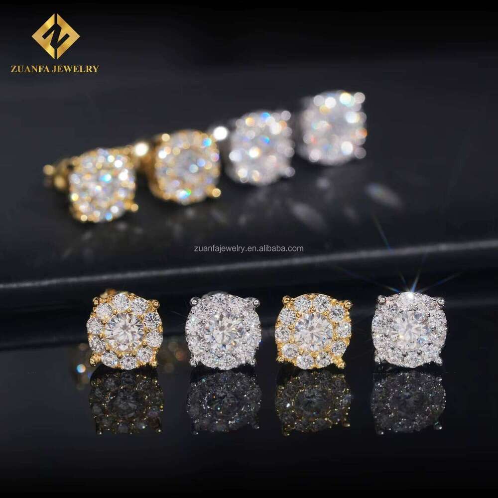 Bulk Stock In USA Warehouse Hot Selling GRA Certificates Screw Back 925 Silver VVS Moissanite Diamond Hip Hop Stud Earrings