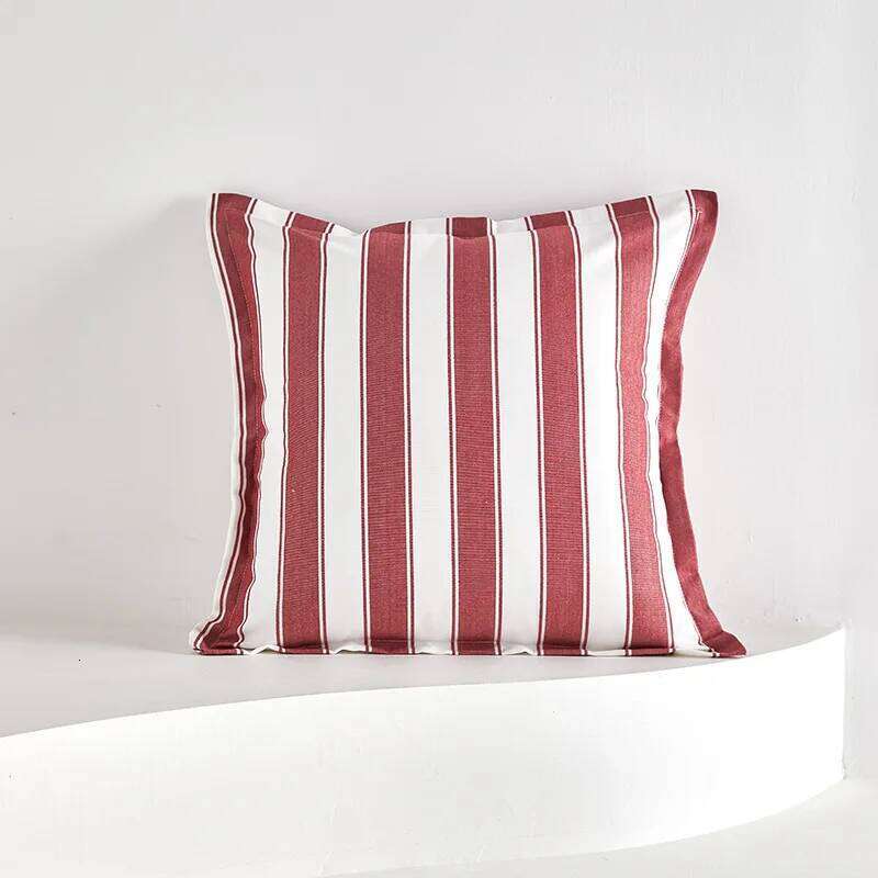 Classical Striped Cushion 45x45cm Hawthorn Red Ivory Recycle Polyester Fabric Pillow Cover Indoor Outdoor Home Decoration