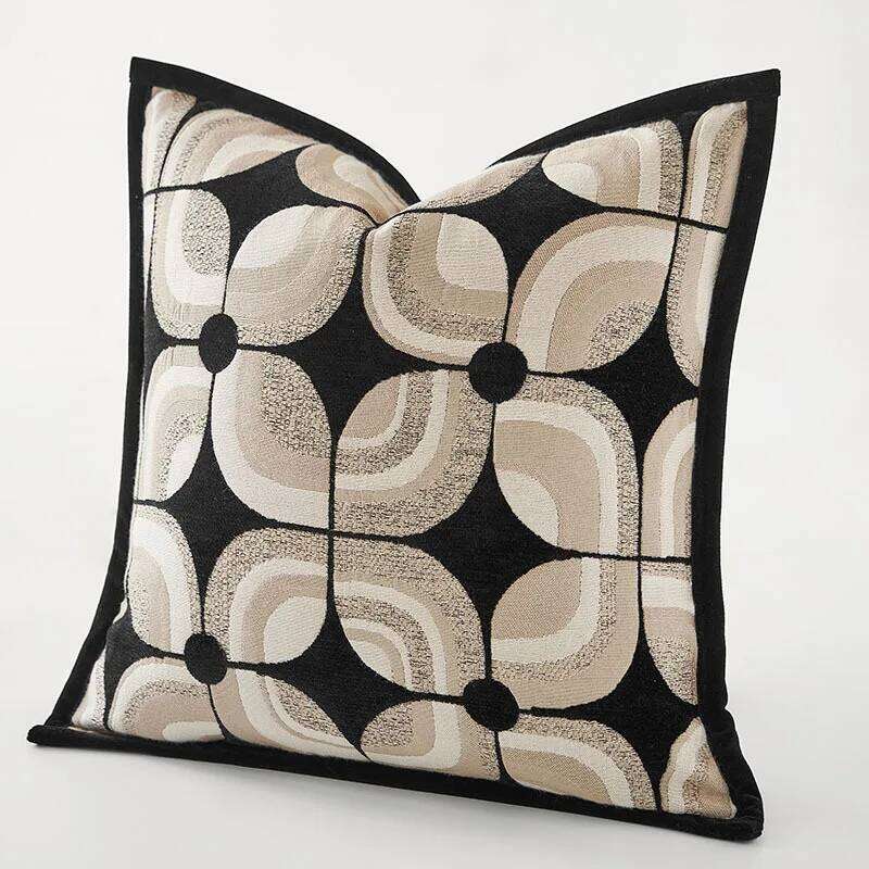 Black Khaki Geometric Pattern Cushion Cover Modern Style 45x45 50x50 Decorative Pillowcase Suitable for Sofa Chairs Bedding Home Decor Pillowcase