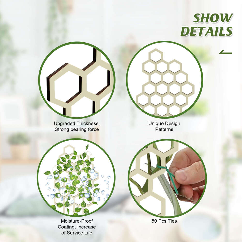 Yegbong Garden Plant Trellis Home Wooden Geometric Decorative Support Flower Arrangement Climbing Frame S260202