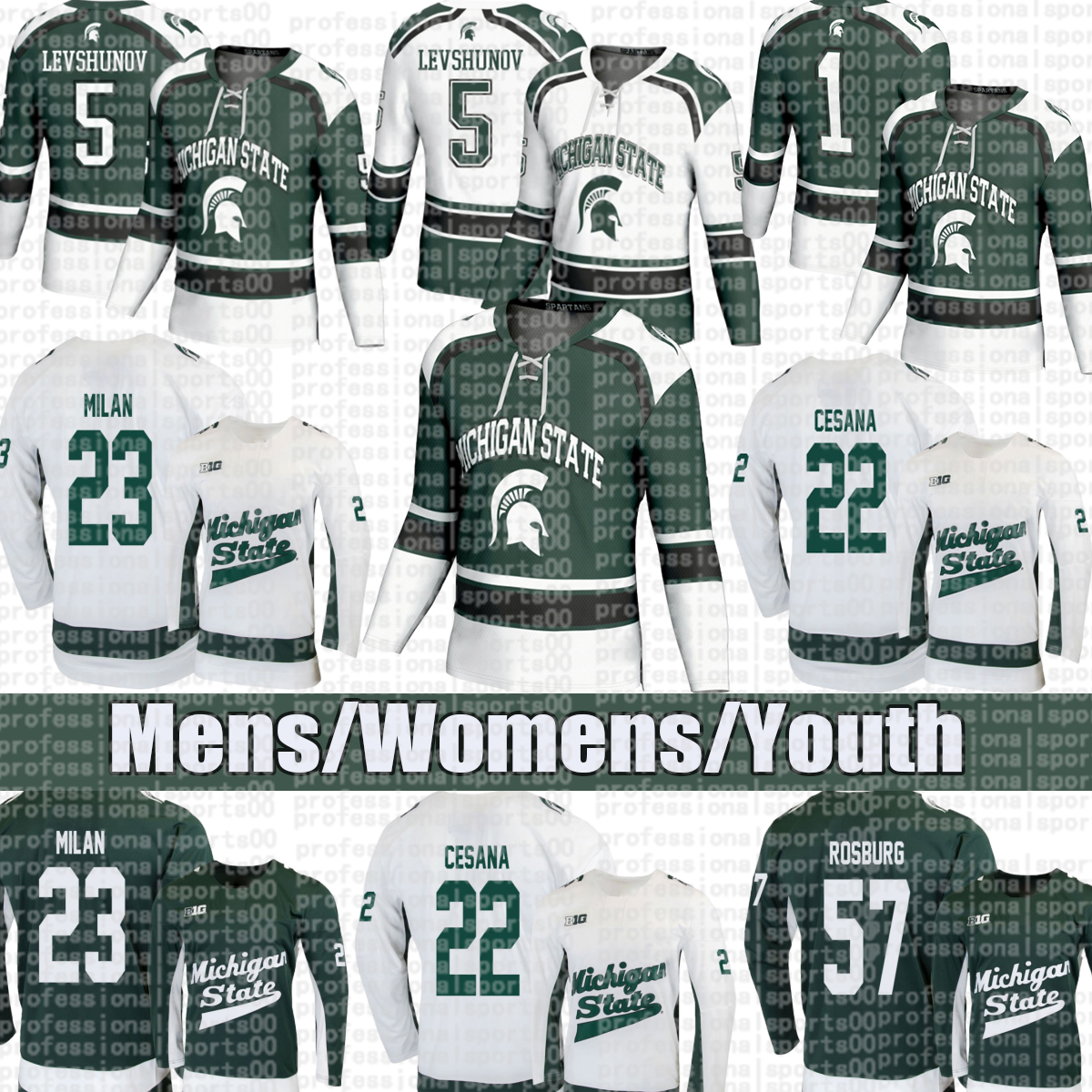 Michigan State hockey jersey #2 Russell #3 Martone #4 Stramel #5 Basgall #7 Augustine hockey jersey