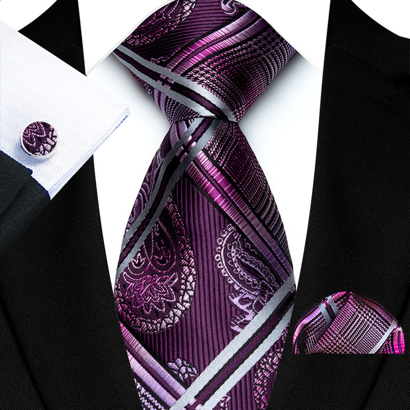 Hi-Tie Orange Paisley Silk Wedding Tie For Men Handky Cufflink Gift Mens Necktie Fashion Business Party Dropshiping 241218