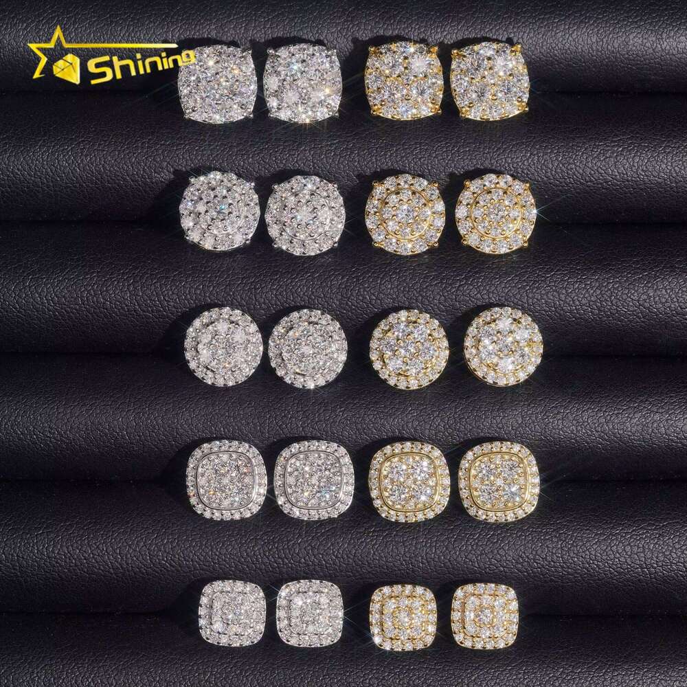 Fast Shipping Local Stock 925 Silver Iced Out Hip Hop Screw Back GRA Certified VVS Moissanite Earrings