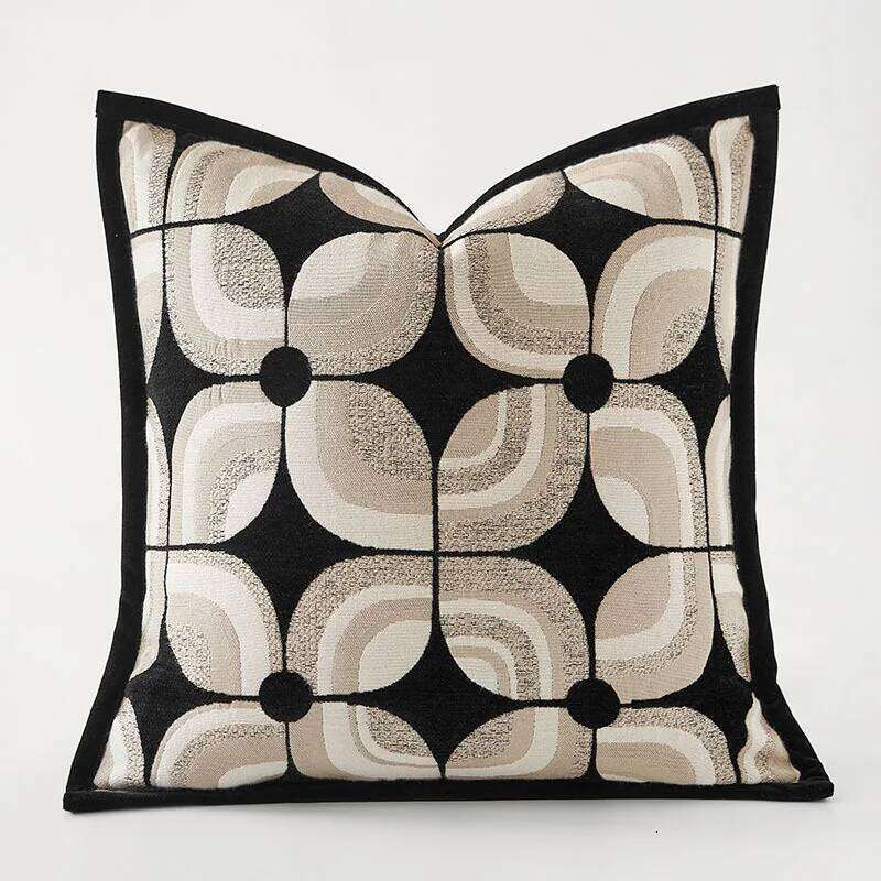 Black Khaki Geometric Pattern Cushion Cover Modern Style 45x45 50x50 Decorative Pillowcase Suitable for Sofa Chairs Bedding Home Decor Pillowcase