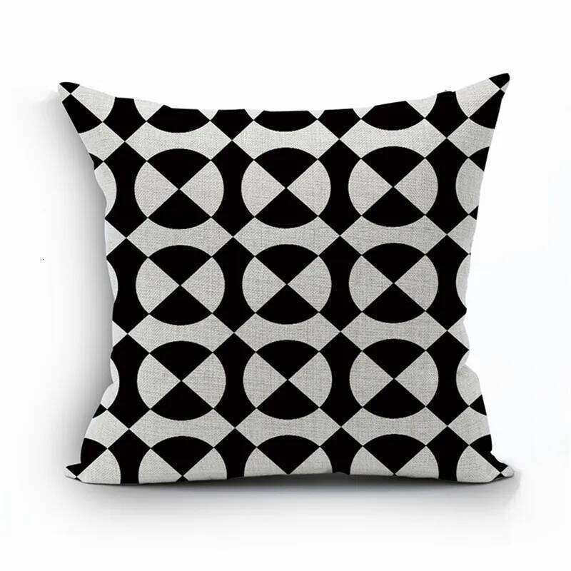 Modern Home Decorative Throw Pillow Case Simple And Elegant Black White Polyester Cushion Cover Capa De Almofadas For Sofa