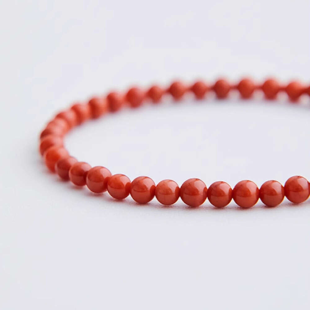 Natural Stone Red Agate Good Luck Single Circle Transfer Bead Unisex Zodiac Year Ultra-fine Gift for Girlfriend Bracelet