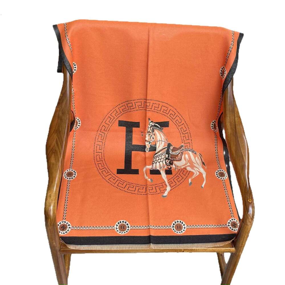 Classic Color New H Cashmere Designer for Women Winter Warm Long Thickened Carriage Scarf Shawl Dual-use