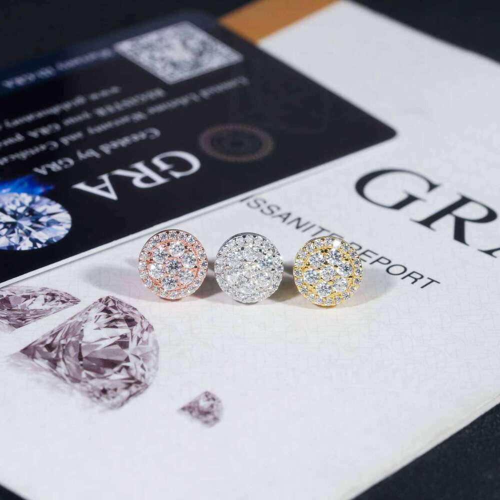 10Mm Hip Hop Vintage Vvs1 Earrings Trendy Cluster Flower Moissanite Earring