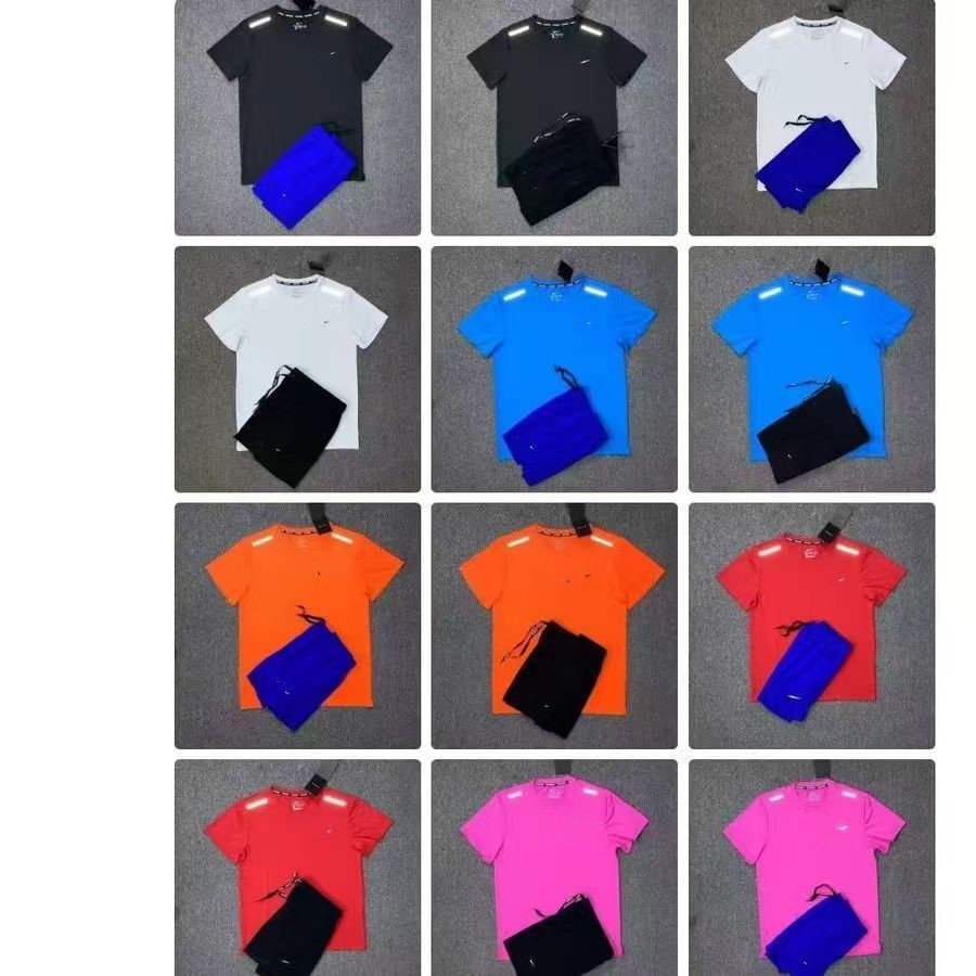 AA new mens tracksuits tech set designer tracksuit shirts shorts two-piece mens fitness suit print quick drying t-shirt jogg Asian size