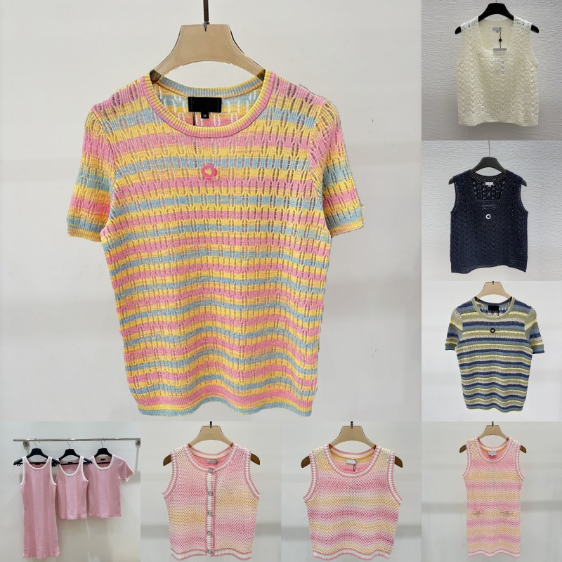 Luxury Letter Colorful Knits Vest Top Designer Women Sleeveless Slim Fit Knit Tees Summer Vacation Birthday Party Dinner Vest Dress