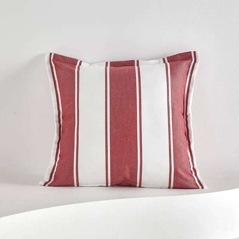 Classical Striped Cushion 45x45cm Hawthorn Red Ivory Recycle Polyester Fabric Pillow Cover Indoor Outdoor Home Decoration