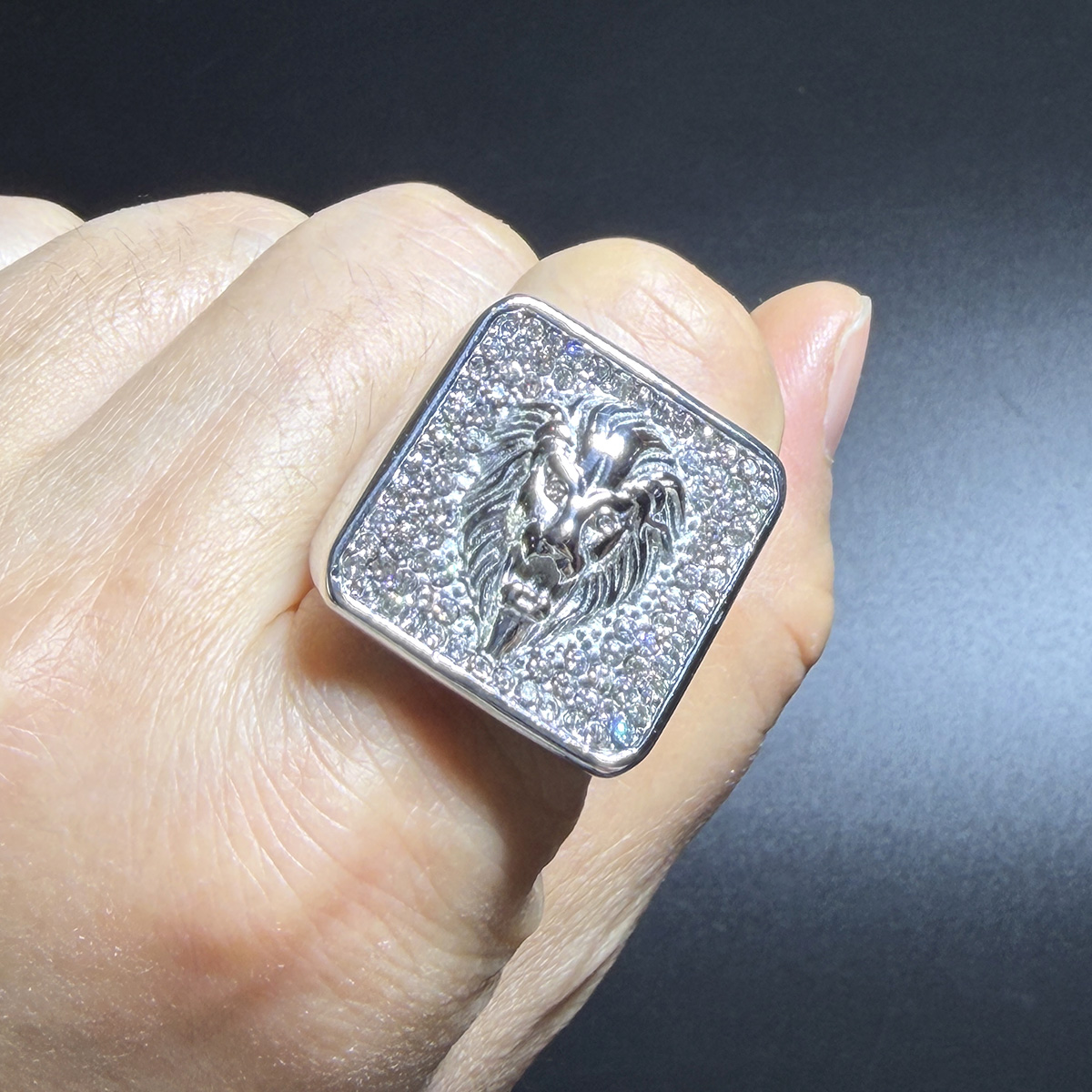 Hip Hop Lion Head Casting Ring Stainless Steel 18k Gold Plated Mens Jewelry