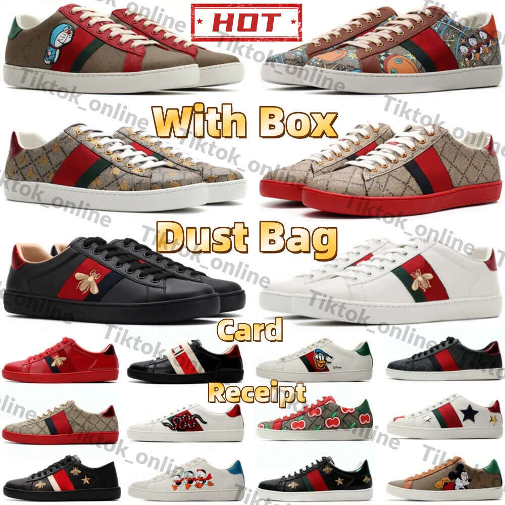Designer Men Women Casual Shoes Bee Snake Tiger Sneakers Chaussures Genuine Leather Shoe Embroidery Classic Trainers Python Sneaker