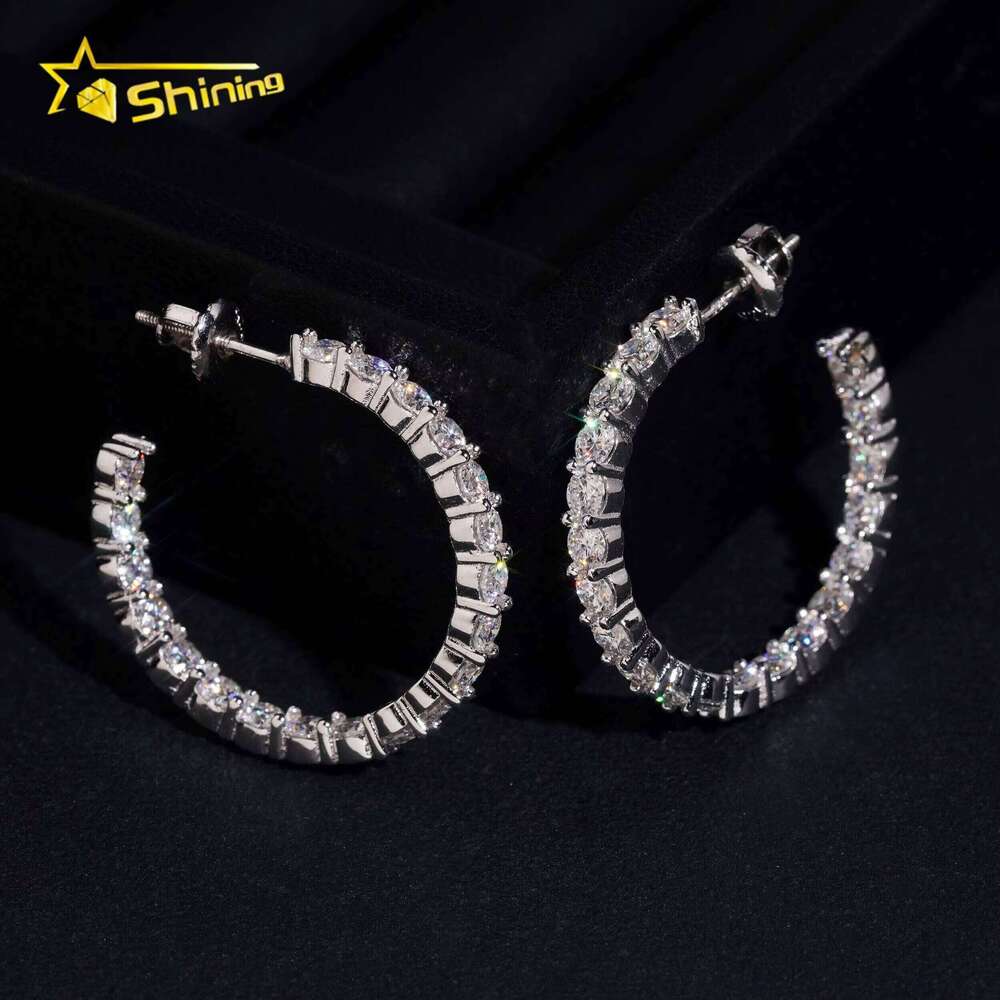 Hot Selling 925 Sterling Silver Fashion Jewelry Pass Diamond Tester Hoop 3Mm Women Moissanite Earrings