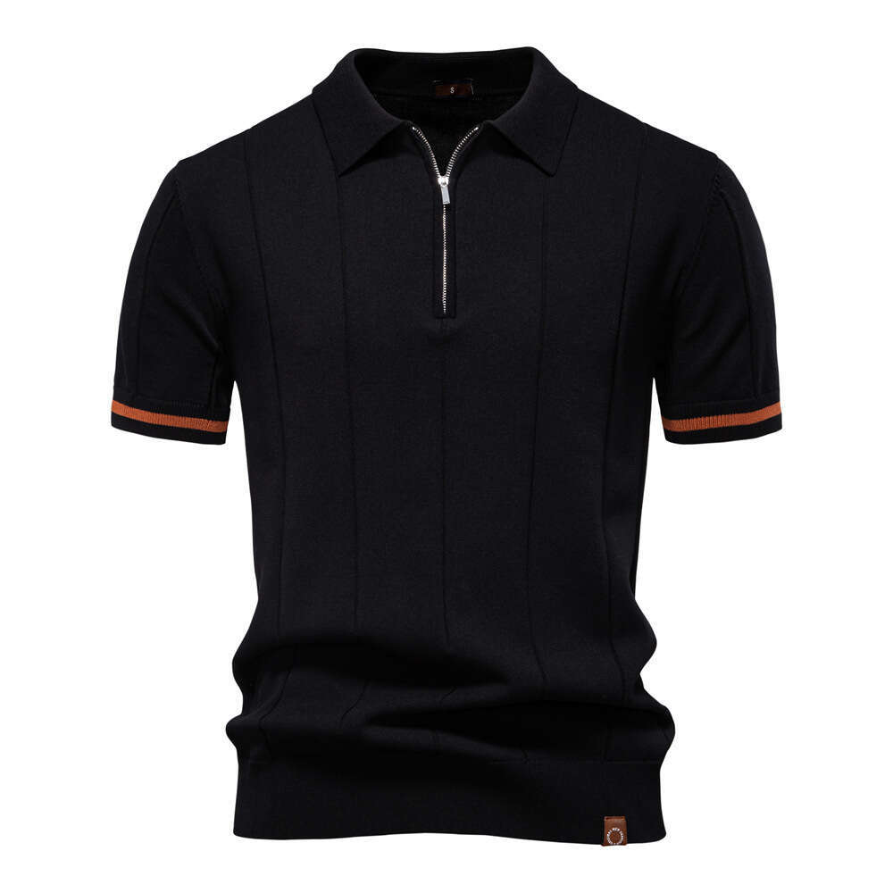 2026 Spring Summer New Casual Wool Turn-down Collar Knitted Polo Shirt Short Sleeve Men's T-shirt
