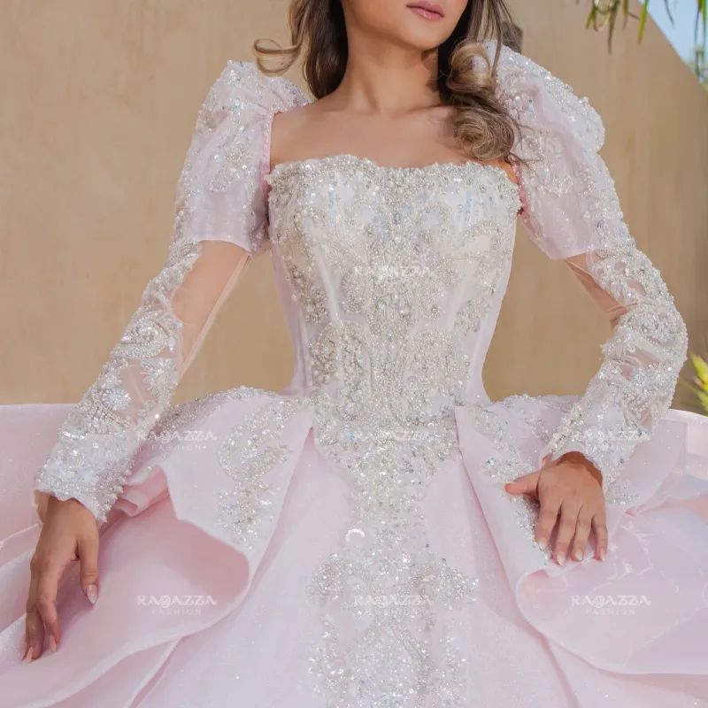 Little Bear Princess Sweet 16 Dress Quinceanera Dresses Applique Flower Beading Crystal Corset Tull Party Birthday Vestidos 15 De Anos 4F03