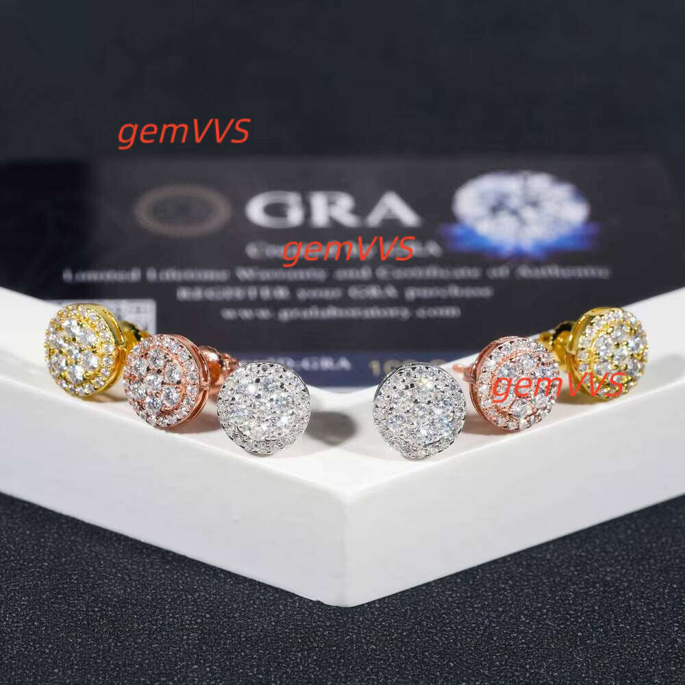 10Mm Hip Hop Vintage Vvs1 Earrings Trendy Cluster Flower Moissanite Earring