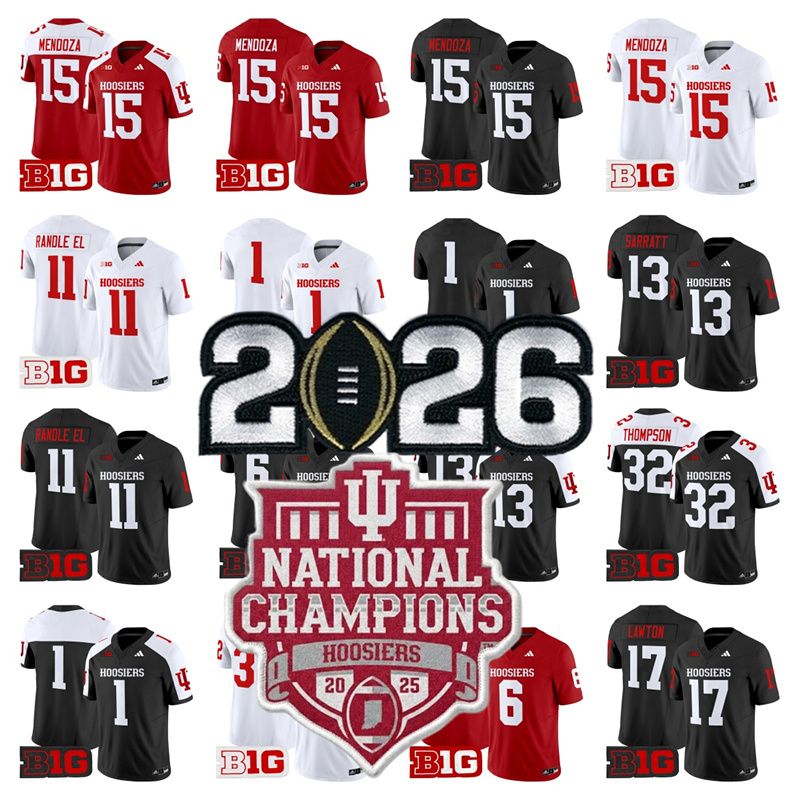 Indiana Hoosiers Men NCAA Football Jersey 9 Kurtis Rourke Elijah Sarratt Aiden Fisher Jackson Mendoza Lawton Omar Cooper Jr Hemby 2026 CFP Patch Jerseys