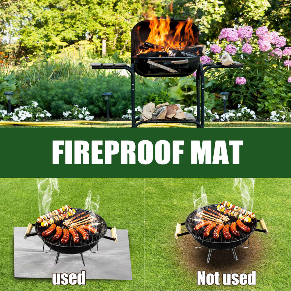 Yegbong Outdoor Pit Grill Heat Insulation Fire Basin Fireproof BBQ Square Protective Mat S260202