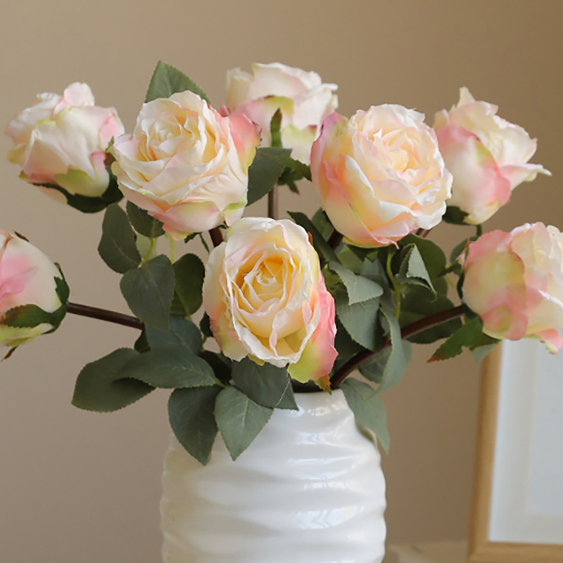 Artificial Scorched Edges Roses Silk Cloth Simulation Fake Flower for Wedding Bouquet Party Home Room Coffee Table Decor Holiday Gifts Floral Flower Arrangement