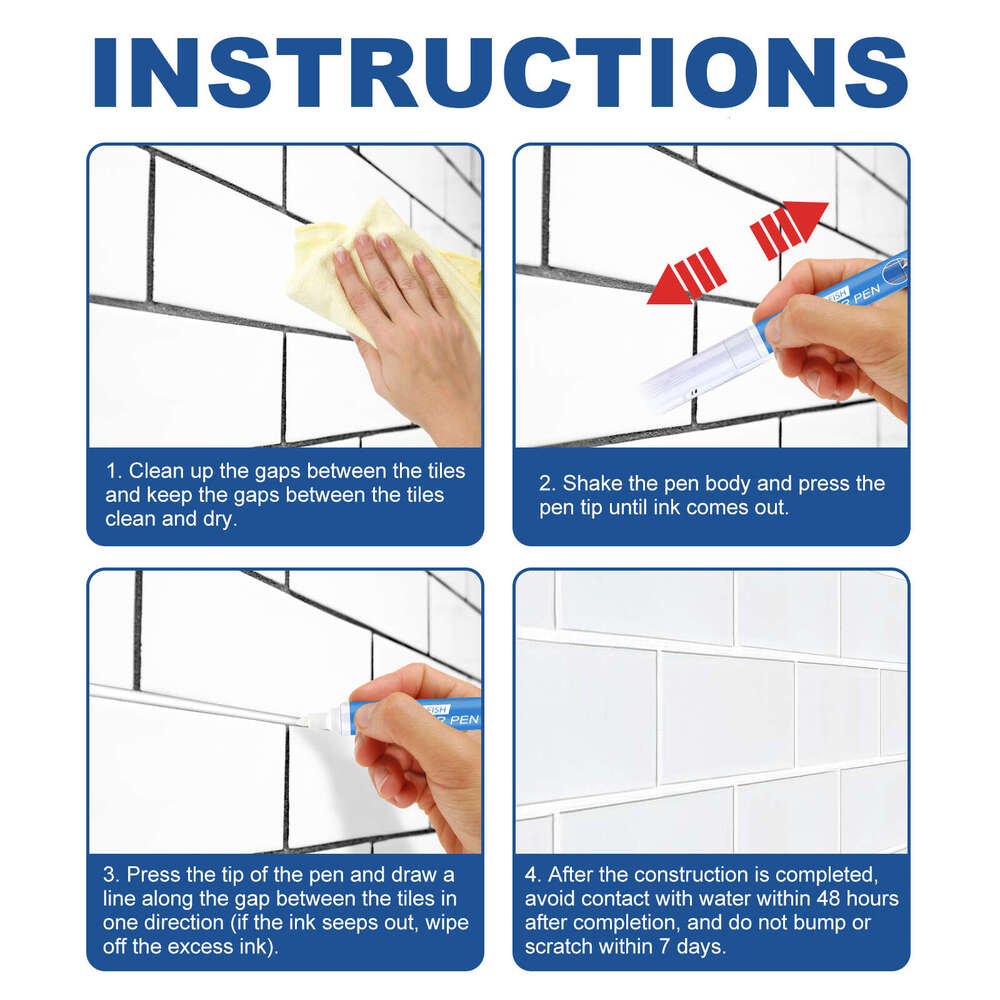 Jue-Fish Bathroom Floor Gap Waterproof Anti-Mold Beautifying Tile Repair Grout Pen S260202