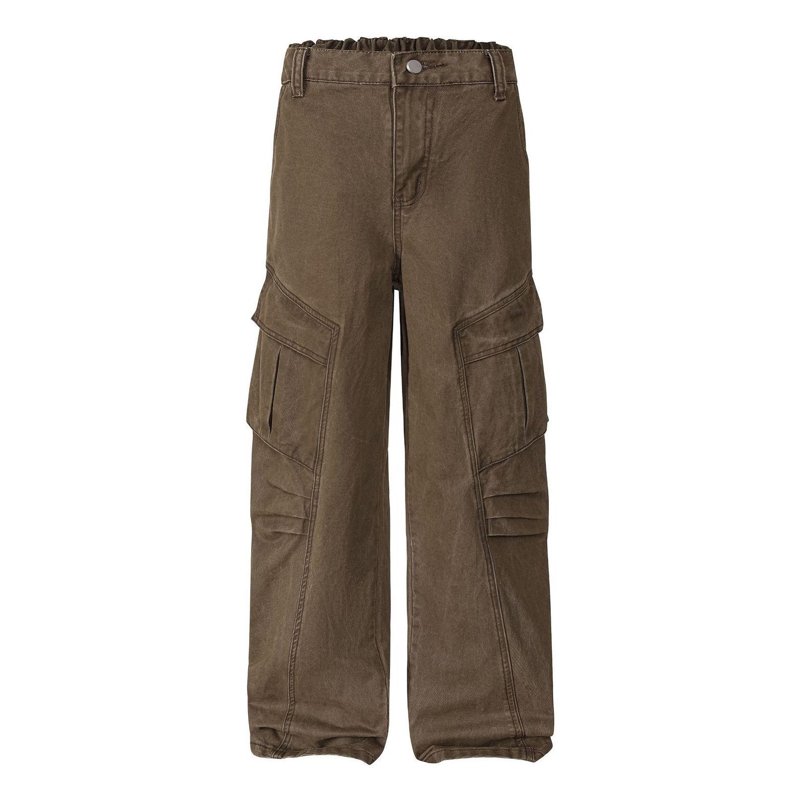 Y2K Retro White Jeans Pocket Versatile Holes Ruched Biker Denim Pants Fashion High Street Streetwear Unisex Baggy Pants 250919