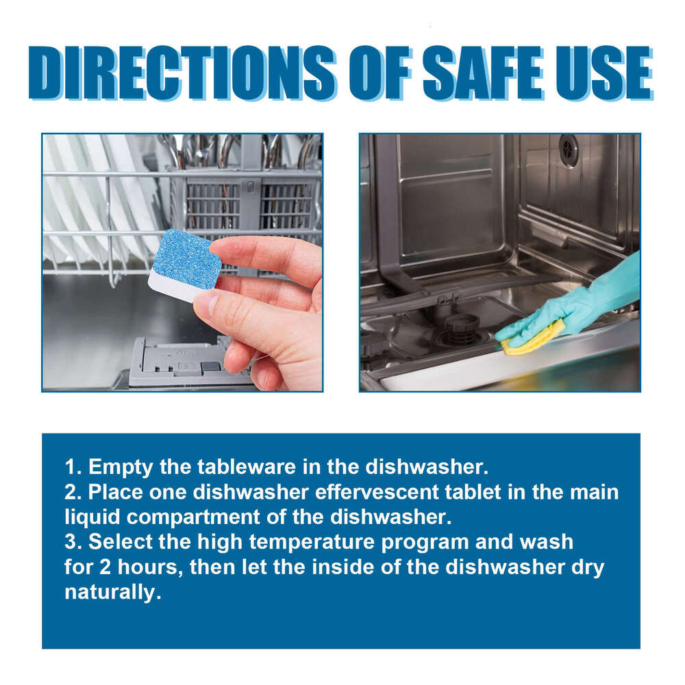 Jakehoe Dishwasher Cleaning Effervescent Tablets Bucket Kitchenware Tableware Special Detergent for Removing Grease, Odor, and Scale S260202